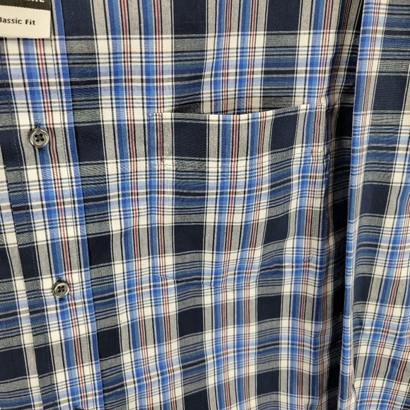 George Long Sleeve Button Shirt Mens XL Plaie Blue White Business Casual Work - Picture 4 of 12